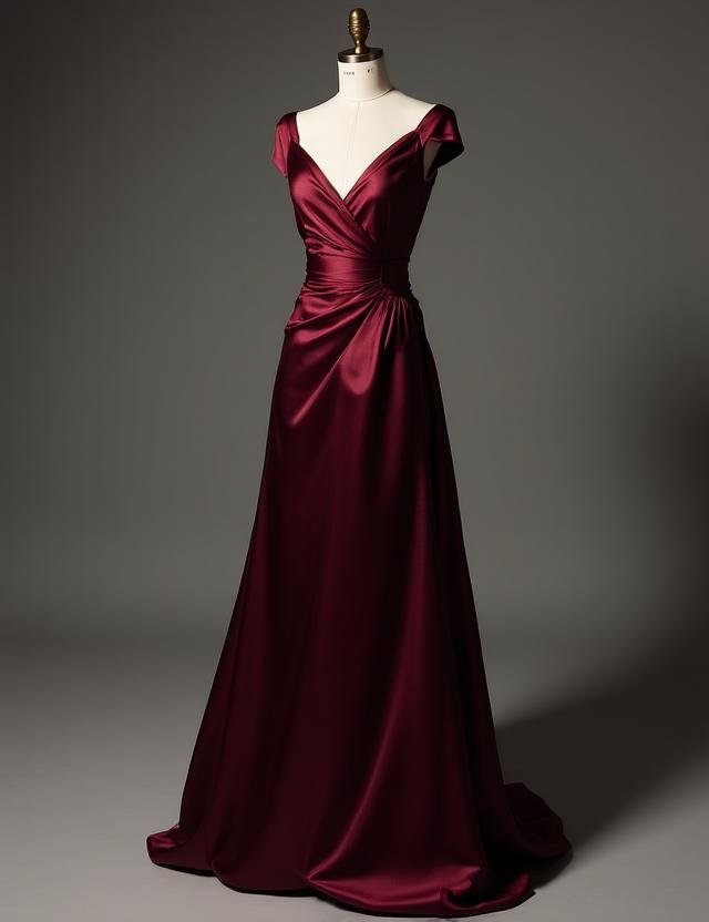 Vestido Elegante de Noche en color borgoña